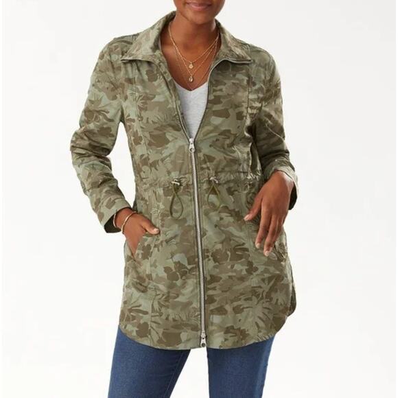Tommy Bahama Camo Canyon Anorak Zip Front Jacket Green Leaf Size Small - Picture 2 of 13